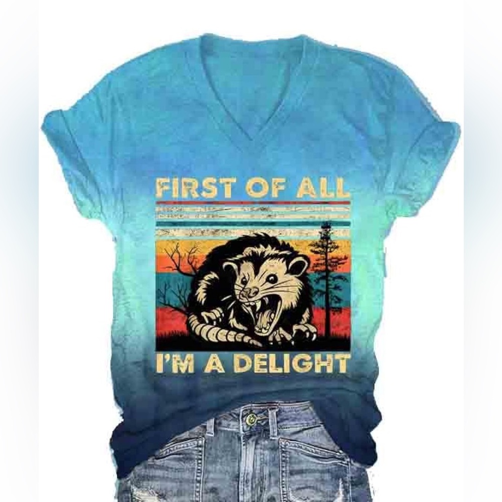 First Of All I'm A Delight Kids Graphic Tee - Blue Ombre